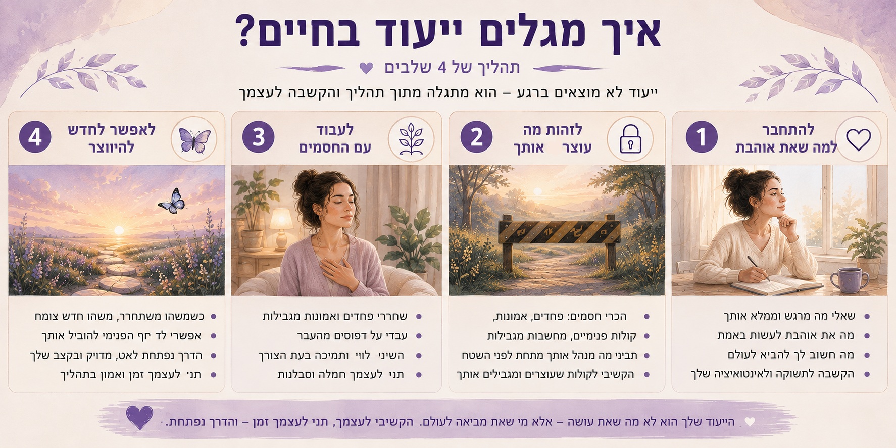 מציאת ייעוד בחיים בארבעה שלבים