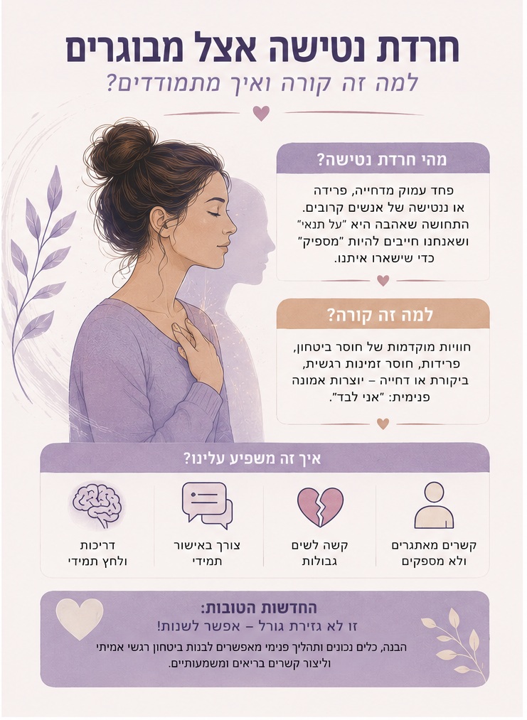 חרדת נטישה אצל מבוגרים למה זה קורה ואיך מתמודדים חרדת נטישה אצל מבוגרים למה זה קורה ואיך מתמודדים